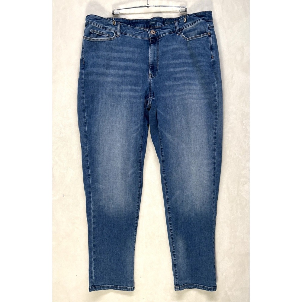 J Jill Jeans Boyfriend Straight Leg Ankle Mid Rise Blue Denim Size 22